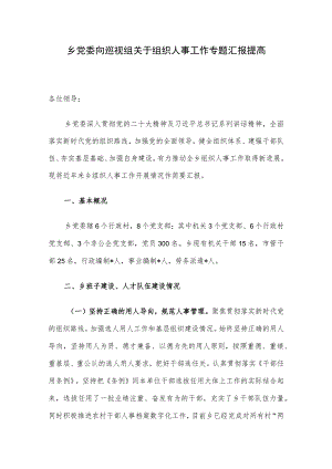 乡党委向巡视组关于组织人事工作专题汇报提高.docx