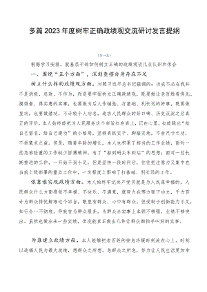 多篇2023年度树牢正确政绩观交流研讨发言提纲.docx