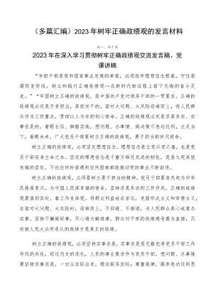 （多篇汇编）2023年树牢正确政绩观的发言材料.docx