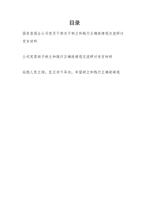 国资委国企公司党员干部和班子2023关于树立和践行正确政绩观交流研讨发言材料.docx