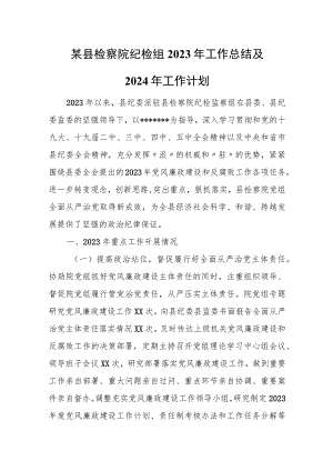某县检察院纪检组2023年工作总结及2024年工作计划.docx