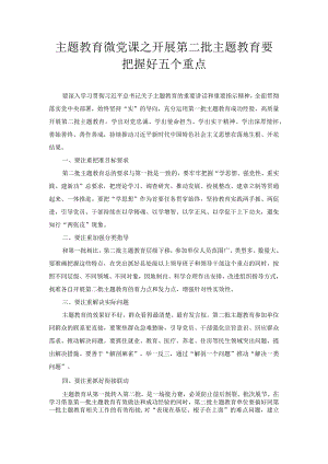 主题教育微党课之开展第二批主题教育要把握好五个重点.docx
