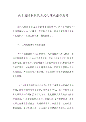 关于消防救援队伍文化建设指导意见.docx