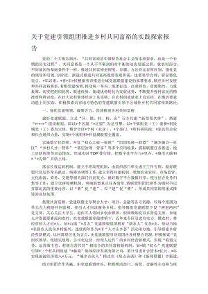 关于党建引领组团推进乡村共同富裕的实践探索报告.docx