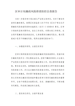 区审计局廉政风险排查防控自查报告.docx
