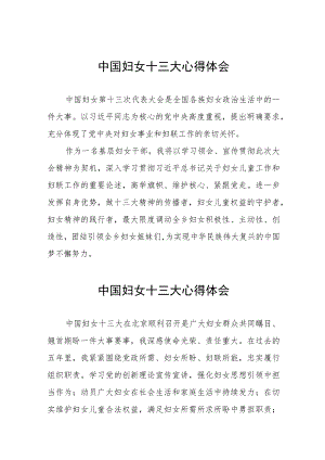 妇女干部关于学习中国妇女十三大精神的心得体会十篇.docx