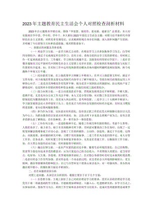 2023年主题教育民主生活会个人对照检查剖析材料.docx