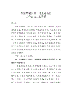 在某某镇委第二批主题教育工作会议上的讲话.docx