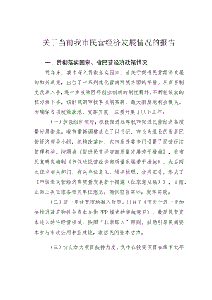 关于当前我市民营经济发展情况的报告.docx