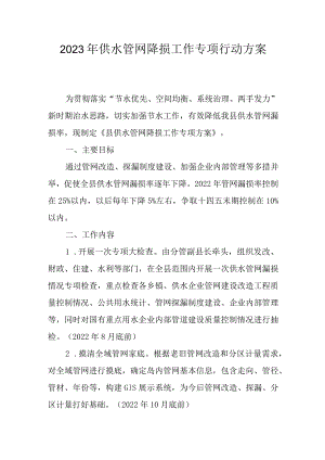 2023年供水管网降损工作专项行动方案.docx