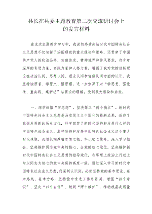 县长在县委主题教育第二次交流研讨会上的发言材料.docx