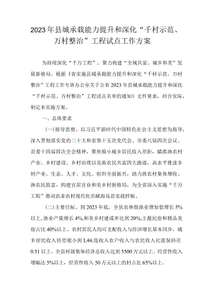 2023年县城承载能力提升和深化“千村示范、万村整治”工程试点工作方案.docx