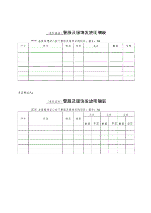单品种格式单位名称警服及服饰发放明细表.docx