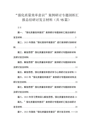 2023“强化质量效率意识”案例研讨专题剖析汇报总结研讨发言材料(精选15篇汇编).docx