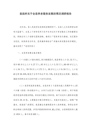 县政府关于全县养老服务发展的情况调研报告.docx