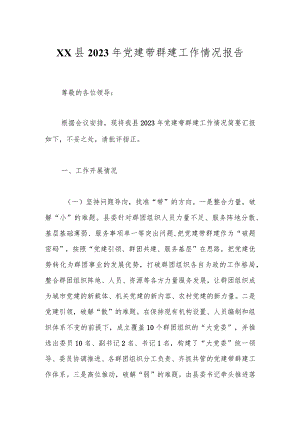 XX县2023年党建带群建工作情况报告.docx
