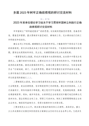 多篇2023年树牢正确政绩观的研讨交流材料.docx