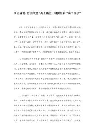 研讨发言：坚决捍卫“两个确立” 切实做到“两个维护”.docx