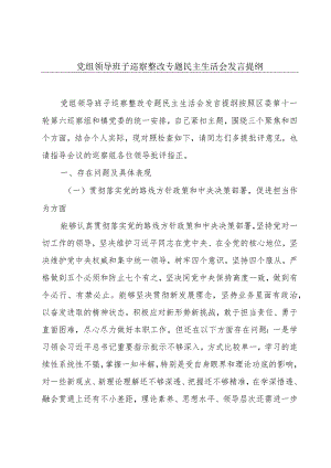 党组领导班子巡察整改专题民主生活会发言提纲.docx
