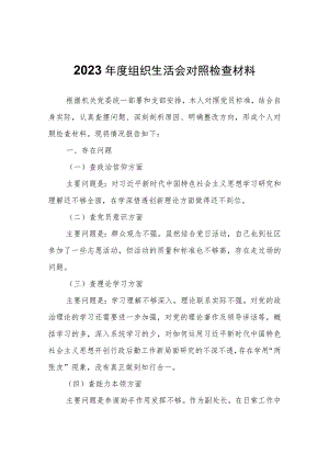 2023年度组织生活会对照检查材料.docx