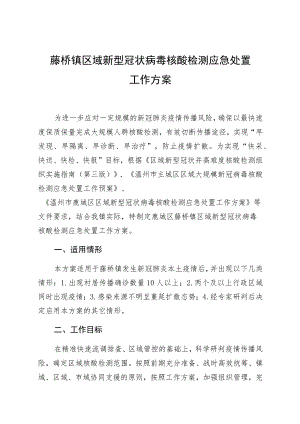 藤桥镇区域新型冠状病毒核酸检测应急处置工作方案.docx