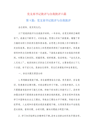 党支部书记批评与自我批评六篇.docx