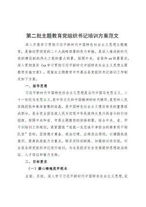 第二批主题教育党组织书记培训方案范文.docx