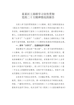 某某区工商联学习宣传贯彻党的二十大精神情况的报告.docx