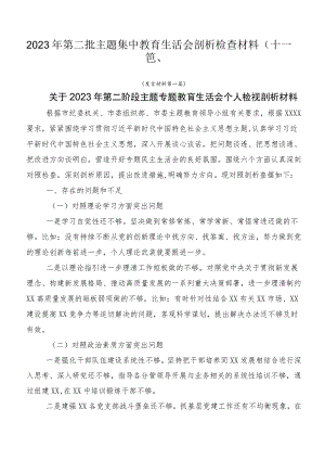2023年第二批主题集中教育生活会剖析检查材料（十二篇）.docx