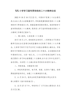 XX小学学习宣传贯彻党的二十大精神总结.docx