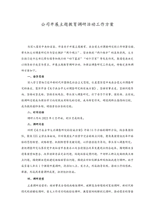 2023年公司开展主题教育调研活动工作方案.docx