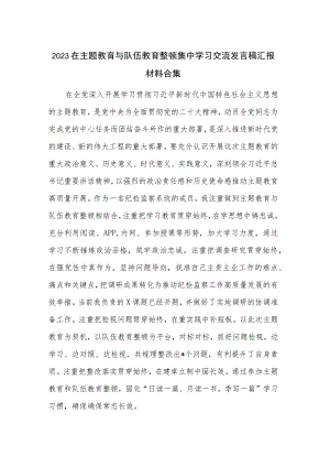 2023在主题教育与队伍教育整顿集中学习交流发言稿汇报材料合集.docx