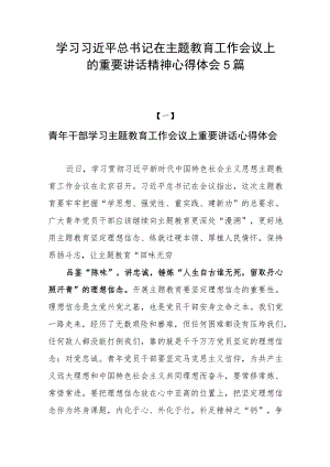 2023年下半年党员领导干部青年学习主题教育工作会议上重要讲话心得体会研讨发言5篇.docx