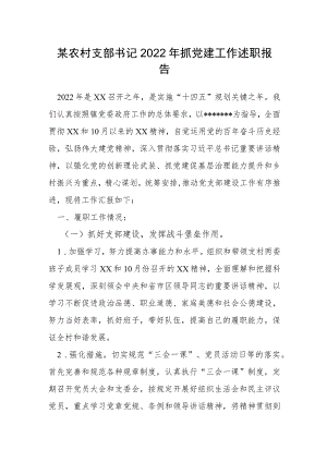 某农村支部书记2022年抓党建工作述职报告.docx