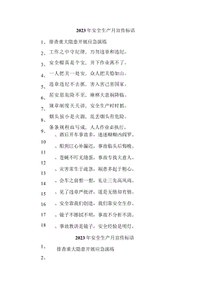 建筑施工项目2023年安全生产月 主题活动宣传标语 （汇编5份）.docx