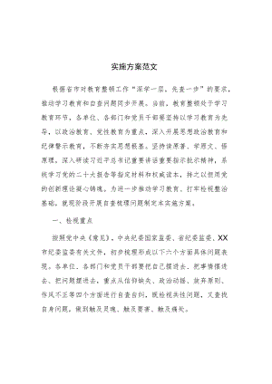 2023年做好教育整顿学习教育环节自查梳理问题的实施方案范文.docx