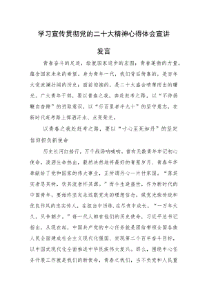 学习宣传贯彻党的二十大精神心得体会宣讲发言参考范文.docx