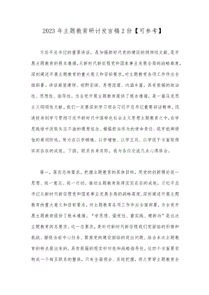 2023年主题教育研讨发言稿2份【可参考】.docx