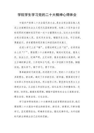 学院学生学习党的二十大精神心得体会.docx