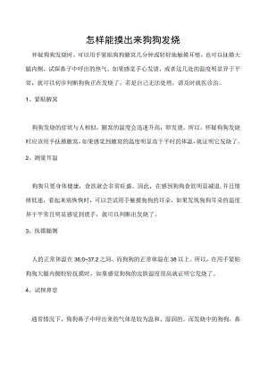 怎样能摸出来狗狗发烧.docx