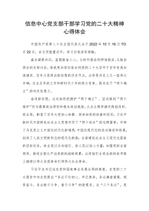 信息中心党支部干部学习党的二十大精神心得体会.docx