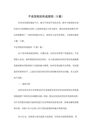 不良贷款的形成原因(5篇).docx