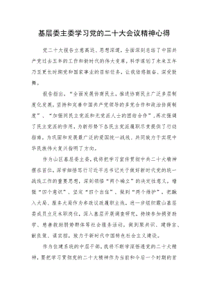 基层委主委学习党的二十大会议精神心得.docx