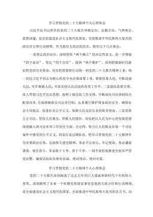 法院基层工作员学习宣传贯彻党的二十大精神心得体会 （合计4份）.docx