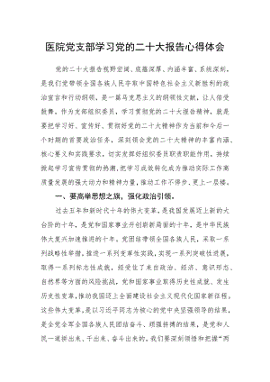 医院党支部学习党的二十大报告心得体会.docx