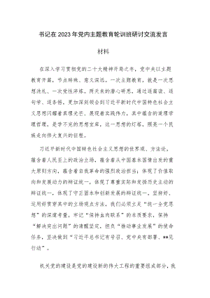 书记在2023年党内主题教育轮训班研讨交流发言材料2篇范文.docx