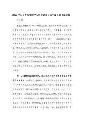 2023学习在参加党组中心组主题教育集中发言稿2篇合集.docx