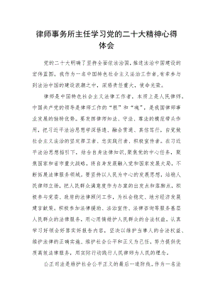律师事务所主任学习党的二十大精神心得体会.docx