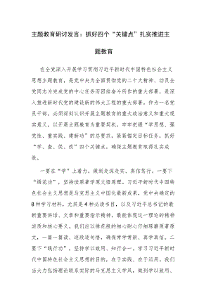 2023年学习贯彻党的主题教育研讨发言3篇参考范文.docx