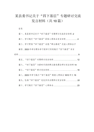 （10篇）某县委书记关于“四下基层”专题研讨交流发言材料最新.docx